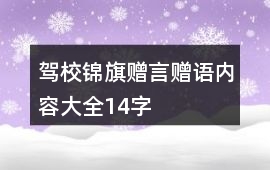 駕校錦旗贈言贈語內容大全14字