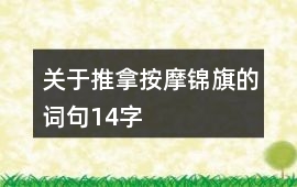 關于推拿按摩錦旗的詞句14字