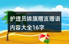 護理員錦旗贈言贈語內容大全16字