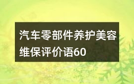汽車零部件、養護、美容、維保評價語60字