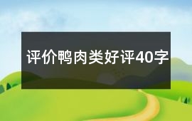 評價鴨肉類好評40字