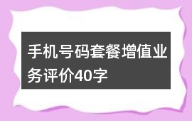 手機號碼、套餐、增值業務評價40字