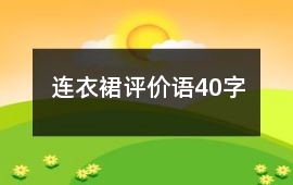連衣裙評價語40字