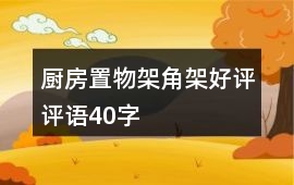 廚房置物架、角架好評評語40字