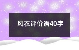 風衣評價語40字