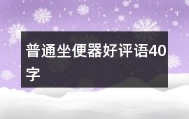 普通坐便器好評語40字