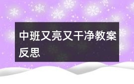 中班又亮又干凈教案反思
