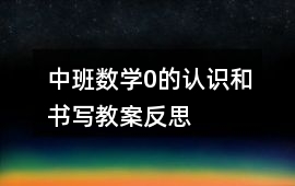 中班數學0的認識和書寫教案反思