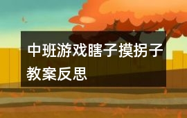 中班游戲瞎子摸拐子教案反思