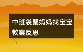 中班袋鼠媽媽找寶寶教案反思