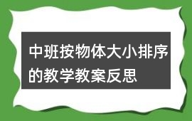 中班按物體大小排序的教學教案反思
