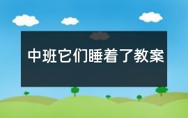 中班它們睡著了教案