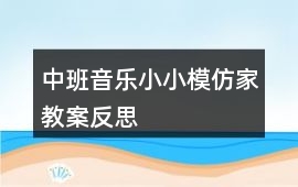 中班音樂小小模仿家教案反思