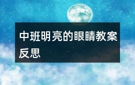 中班明亮的眼睛教案反思