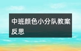 中班顏色小分隊教案反思