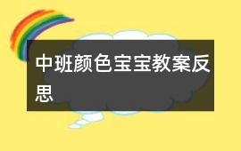 中班顏色寶寶教案反思