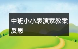 中班小小表演家教案反思