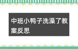 中班小鴨子洗澡了教案反思