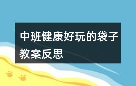 中班健康好玩的袋子教案反思