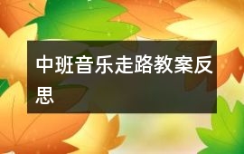 中班音樂走路教案反思