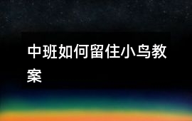 中班如何留住小鳥教案