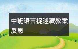 中班語言捉迷藏教案反思