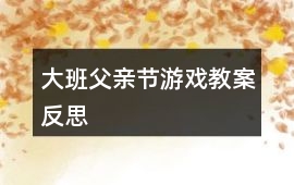 大班父親節(jié)游戲教案反思