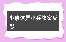 小班這是小兵教案反思