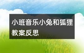 小班音樂小兔和狐貍教案反思
