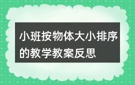 小班按物體大小排序的教學教案反思
