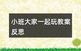 小班大家一起玩教案反思