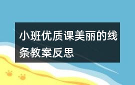 小班優質課美麗的線條教案反思