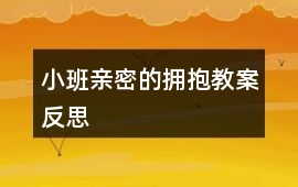小班親密的擁抱教案反思