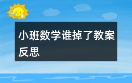 小班數(shù)學(xué)誰掉了教案反思