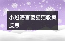 小班語言藏貓貓教案反思