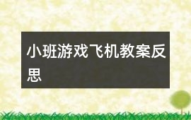 小班游戲飛機(jī)教案反思