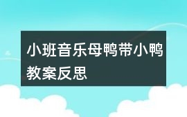 小班音樂母鴨帶小鴨教案反思