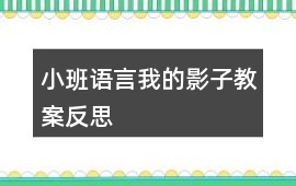 小班語言我的影子教案反思