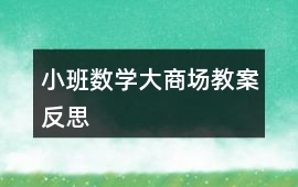 小班數學大商場教案反思