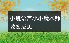 小班語言小小魔術師教案反思