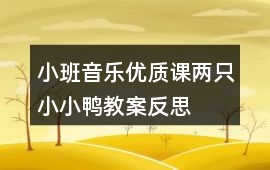 小班音樂優質課兩只小小鴨教案反思