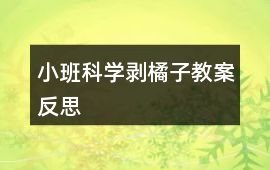 小班科學(xué)剝橘子教案反思