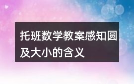 托班數學教案感知圓及大小的含義