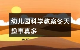 幼兒園科學教案冬天趣事真多