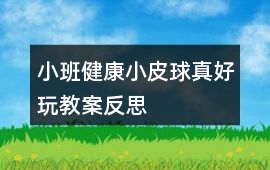 小班健康小皮球真好玩教案反思