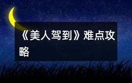 《美人駕到》難點攻略