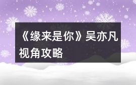 《緣來(lái)是你》吳亦凡視角攻略