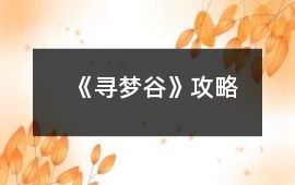 《尋夢谷》攻略