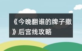《今晚翻誰的牌子撒》后宮線攻略