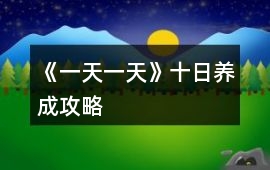 《一天一天》十日養成攻略
